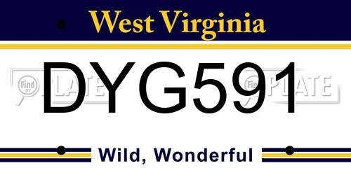 DYG591 West Virginia License Plate