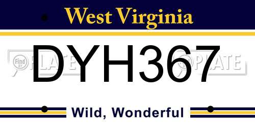 DYH367 West Virginia License Plate
