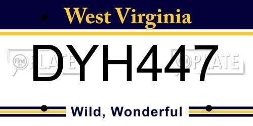 DYH447 West Virginia License Plate