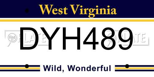 DYH489 West Virginia License Plate