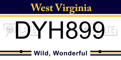 DYH899 West Virginia License Plate