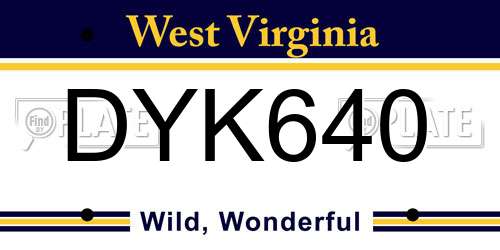 DYK640 West Virginia License Plate