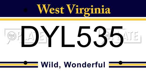 DYL535 West Virginia License Plate
