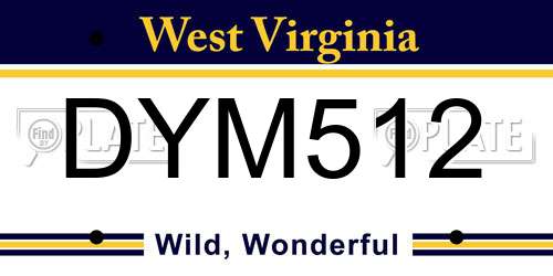DYM512 West Virginia License Plate