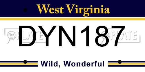DYN187 West Virginia License Plate