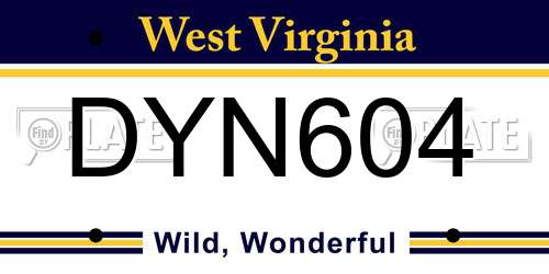 DYN604 West Virginia License Plate