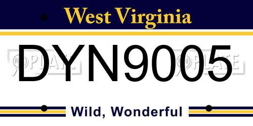 DYN9005 West Virginia License Plate