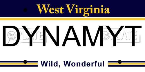 DYNAMYT West Virginia License Plate