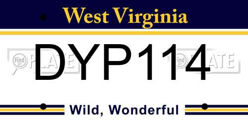 DYP114 West Virginia License Plate