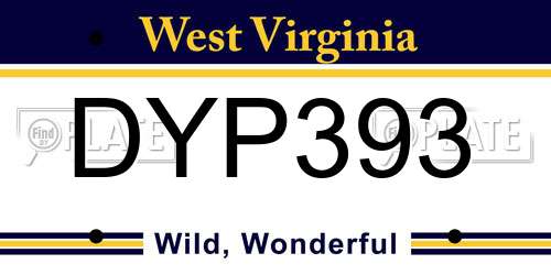 DYP393 West Virginia License Plate