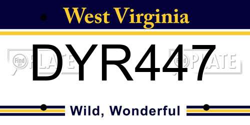 DYR447 West Virginia License Plate