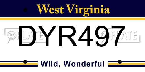 DYR497 West Virginia License Plate