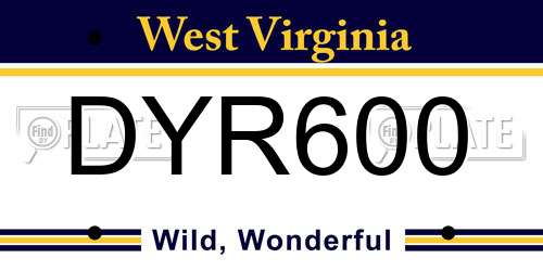 DYR600 West Virginia License Plate