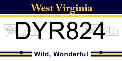 DYR824 West Virginia License Plate