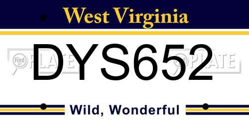 DYS652 West Virginia License Plate