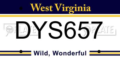 DYS657 West Virginia License Plate