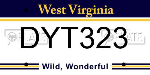 DYT323 West Virginia License Plate