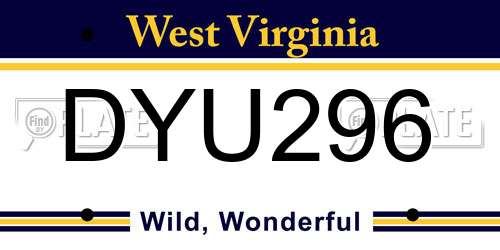 DYU296 West Virginia License Plate