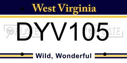 DYV105 West Virginia License Plate