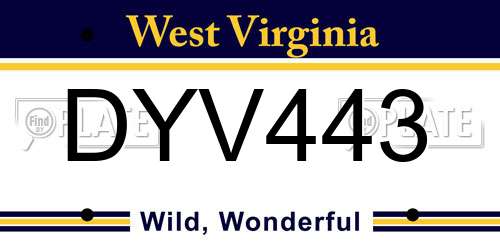 DYV443 West Virginia License Plate