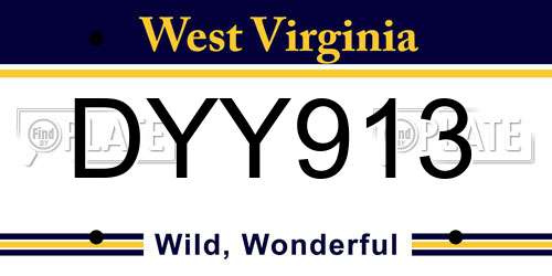 DYY913 West Virginia License Plate