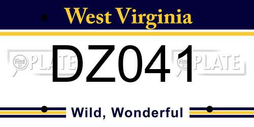 DZ041 West Virginia License Plate