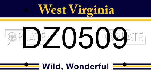 DZ0509 West Virginia License Plate