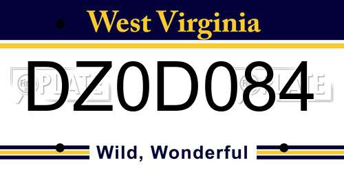 DZ0D084 West Virginia License Plate