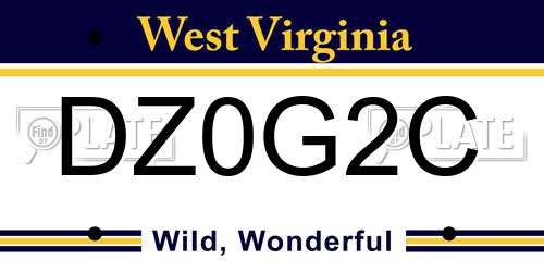 DZ0G2C West Virginia License Plate