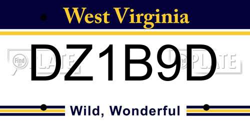 DZ1B9D West Virginia License Plate
