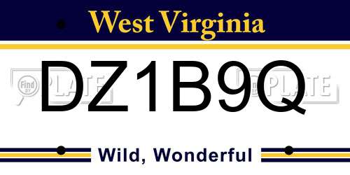 DZ1B9Q West Virginia License Plate