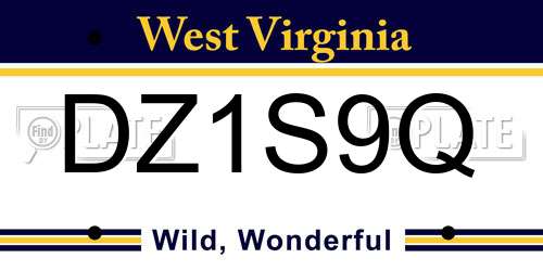 DZ1S9Q West Virginia License Plate