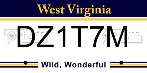 DZ1T7M West Virginia License Plate