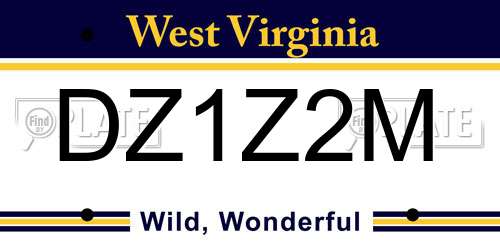 DZ1Z2M West Virginia License Plate