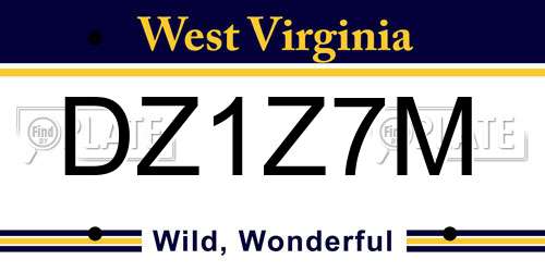 DZ1Z7M West Virginia License Plate