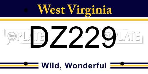 DZ229 West Virginia License Plate