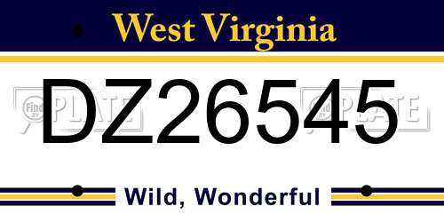 DZ26545 West Virginia License Plate