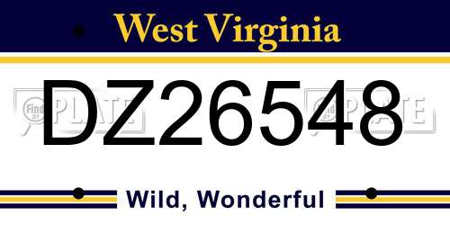 DZ26548 West Virginia License Plate