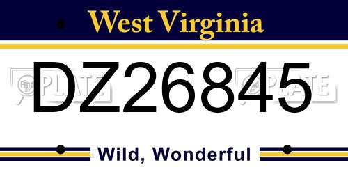 DZ26845 West Virginia License Plate