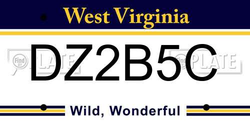 DZ2B5C West Virginia License Plate