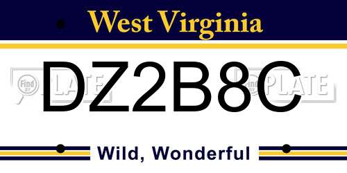 DZ2B8C West Virginia License Plate