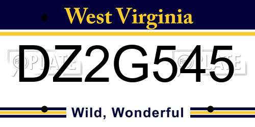 DZ2G545 West Virginia License Plate