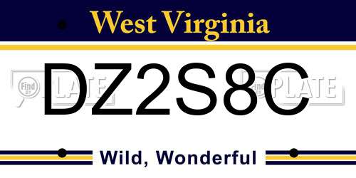 DZ2S8C West Virginia License Plate