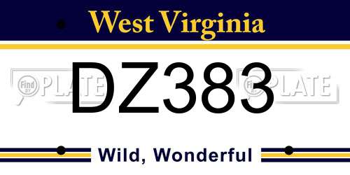 DZ383 West Virginia License Plate