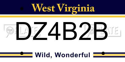 DZ4B2B West Virginia License Plate