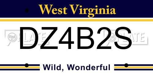 DZ4B2S West Virginia License Plate