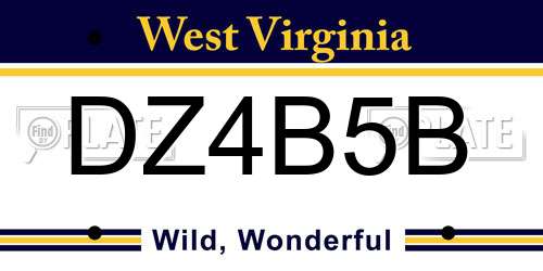 DZ4B5B West Virginia License Plate