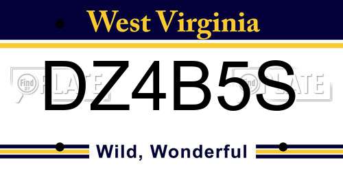 DZ4B5S West Virginia License Plate