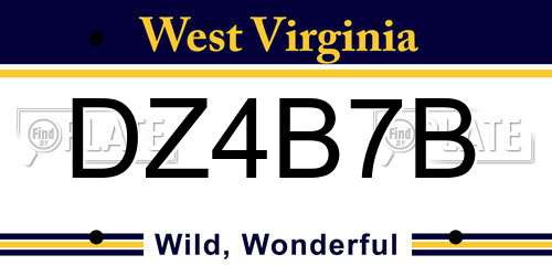 DZ4B7B West Virginia License Plate