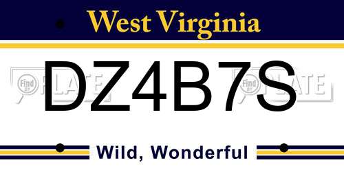 DZ4B7S West Virginia License Plate